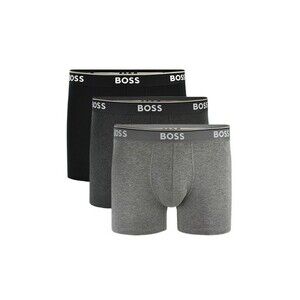 HUGO BOSS Boxer Briefs Mens Small Black Gray 3-Pack Power Cotton Stretch Logo